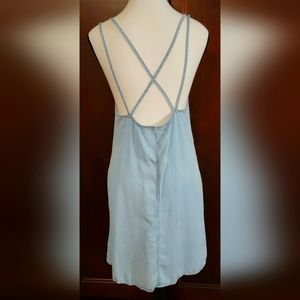 LOVESTICH Denim Summer Dress sz Small. Spaghetti strap back